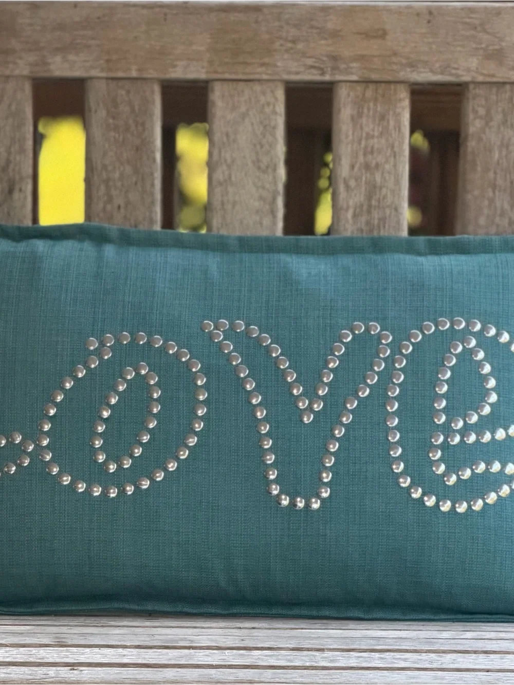 Teal Studded 'Love' Decorative Lumbar Pillow - Home Accents